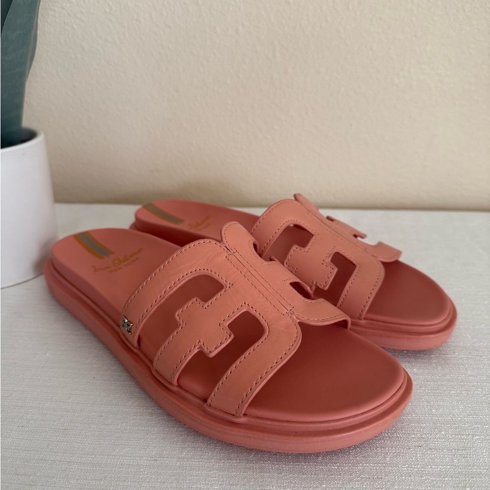 New Sam Edelman Valeri Salmon Leather Slide Sandals